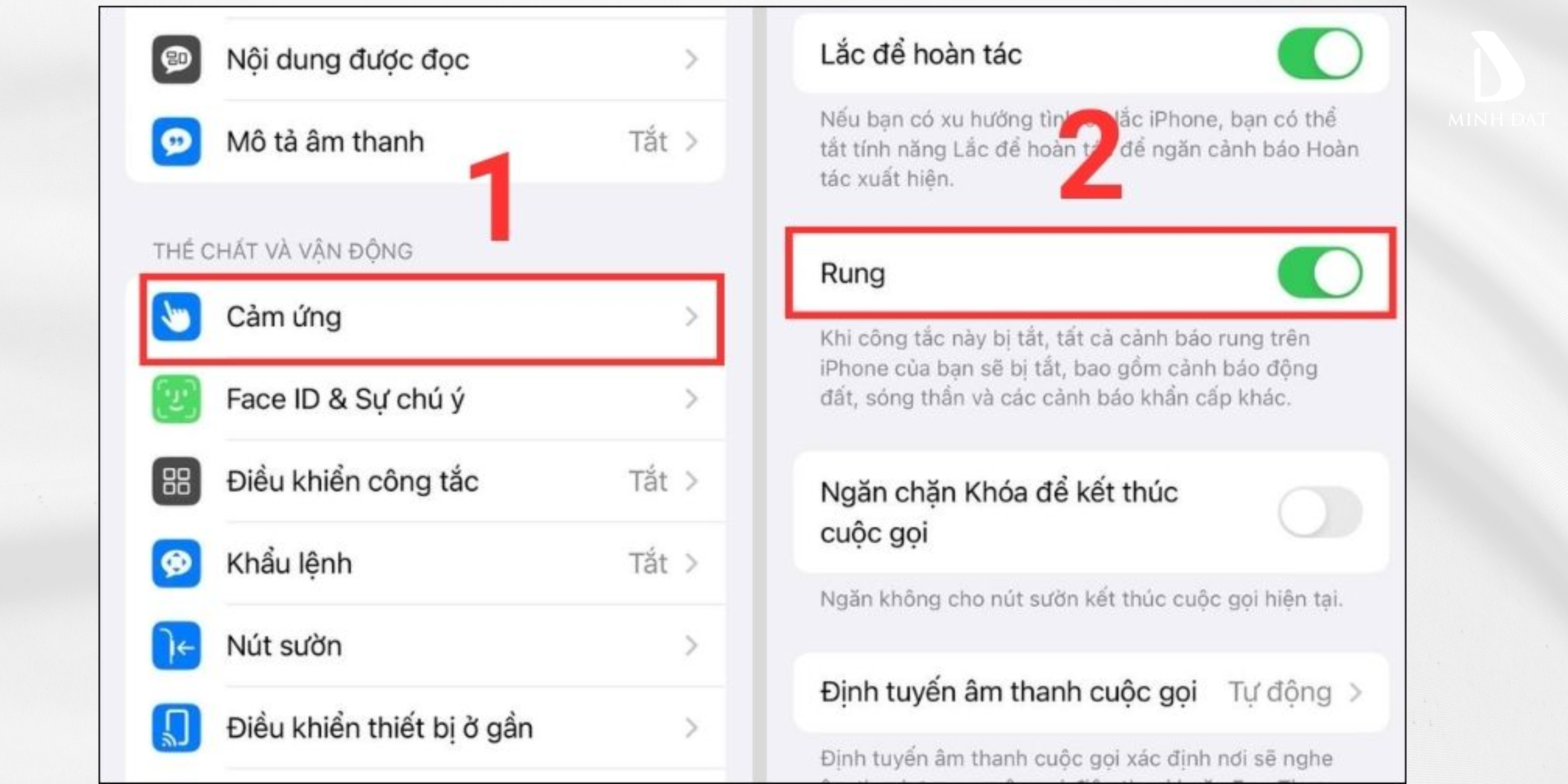 Tắt tính năng rung và âm thanh 