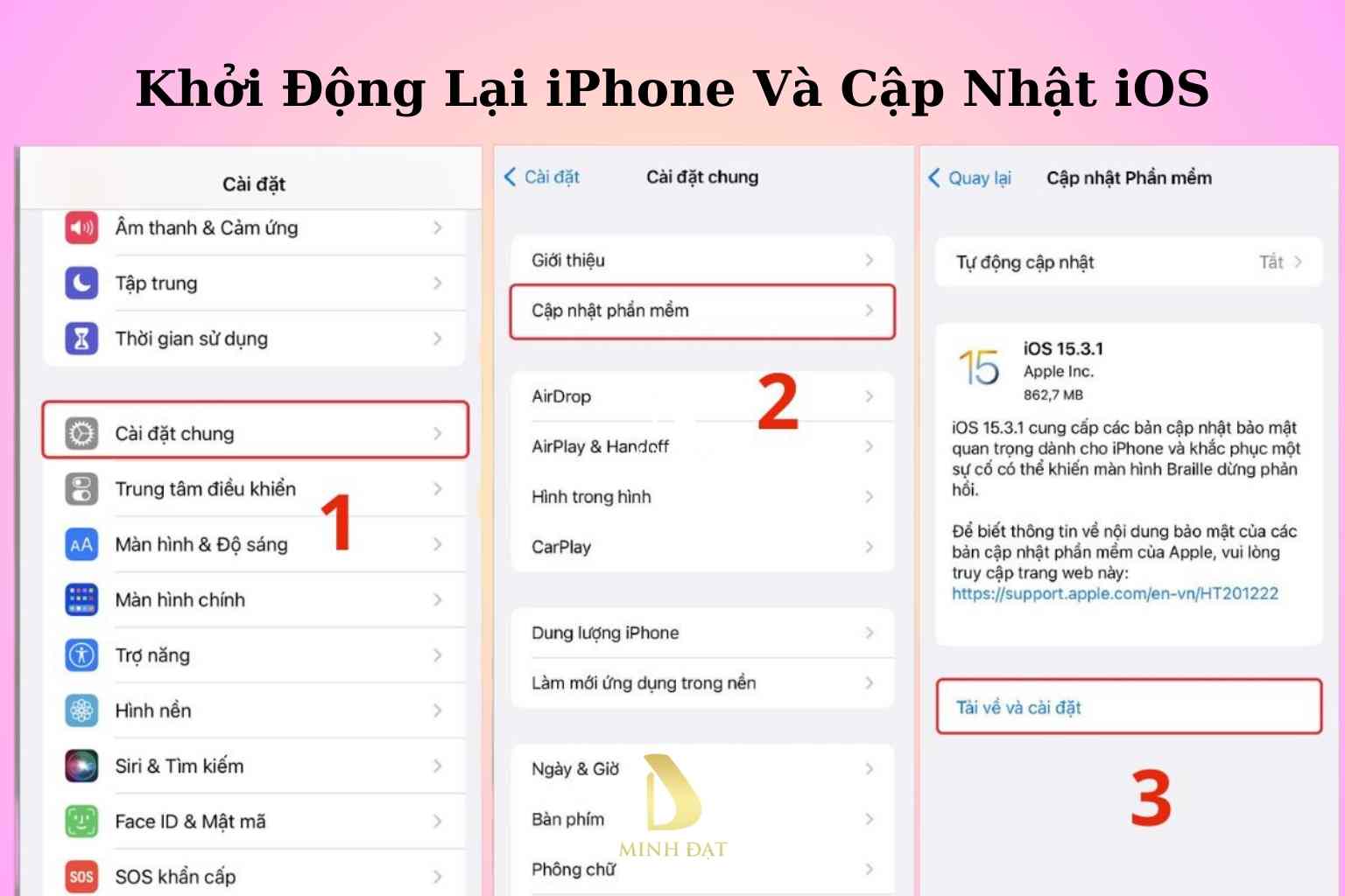 Hướng dẫn kiểm tra và cập nhật iOS.