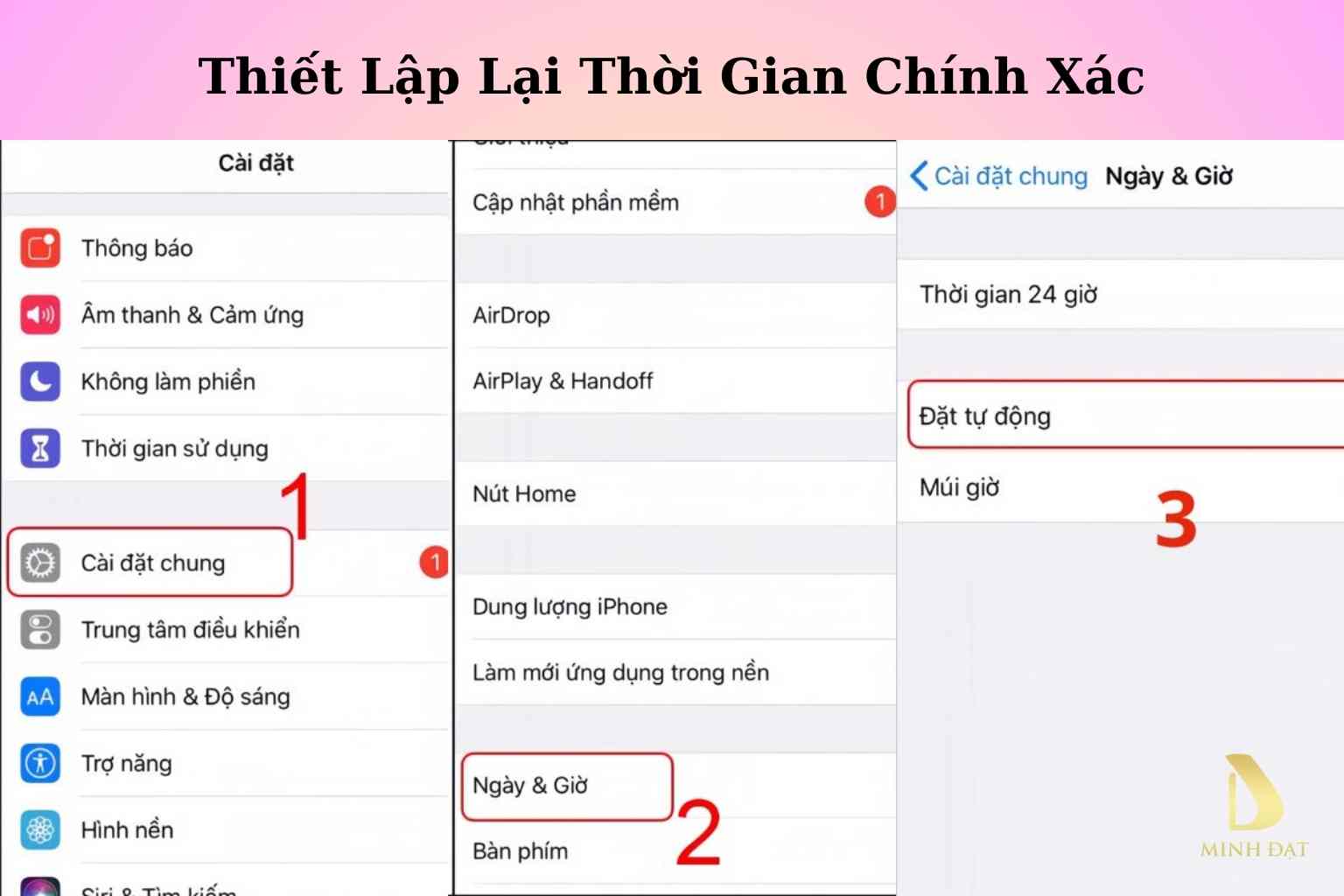 Điều chỉnh thời gian tự động trên iPhone.