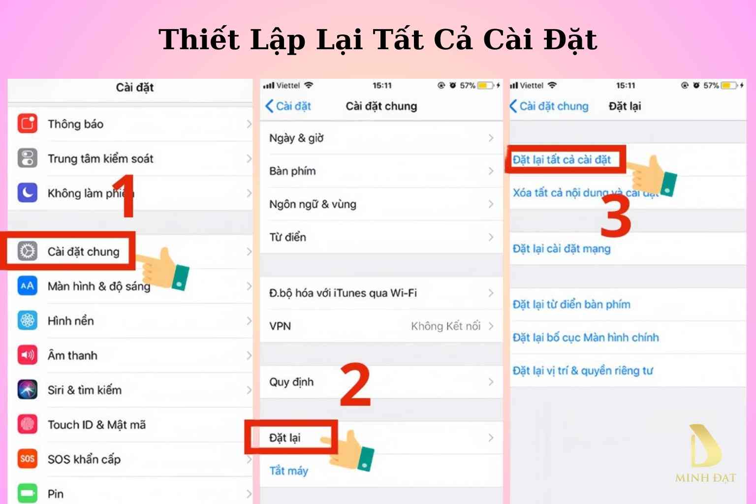 Đặt lại tất cả cài đặt trên iPhone.