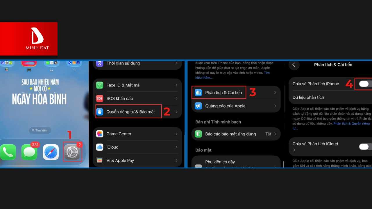 Tắt "Phân Tích & Cải Tiến" (Tiết Kiệm Pin Đáng Kể)
