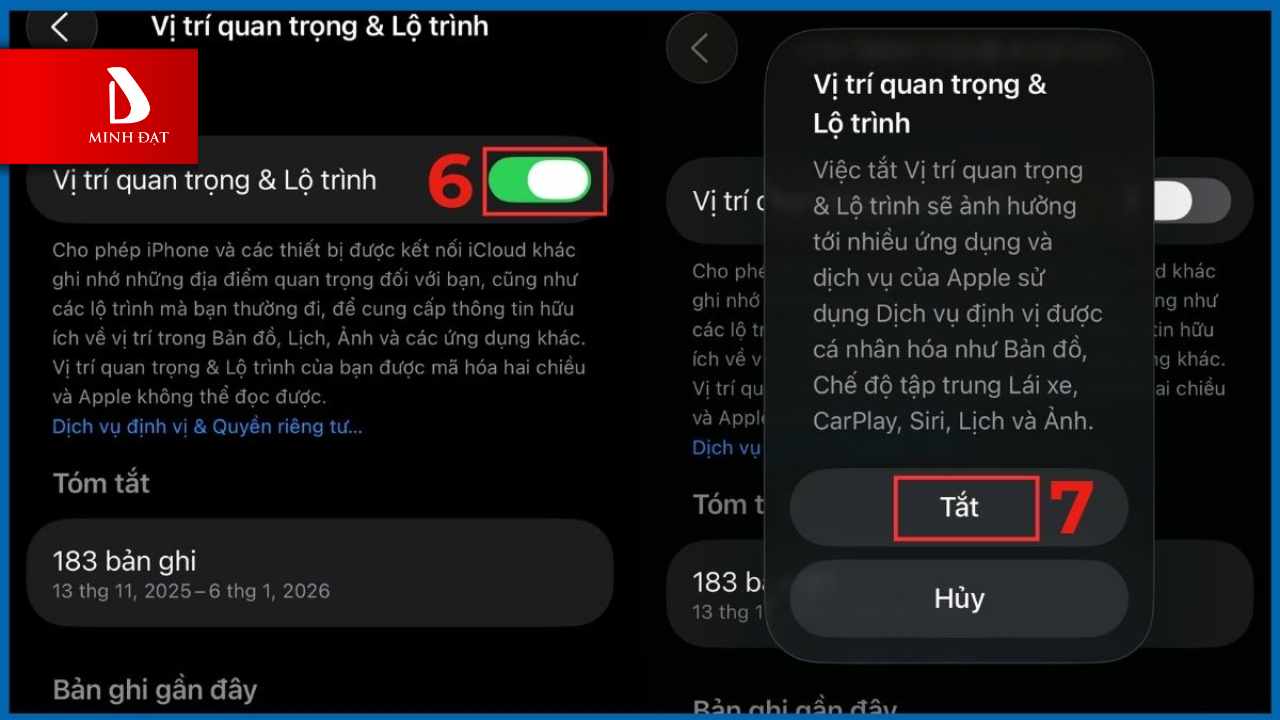 Tắt "Vị Trí Quan Trọng" (Bảo Mật Riêng Tư)