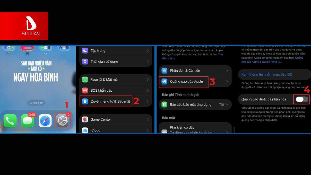 Tắt "Quảng Cáo Được Cá Nhân Hóa"