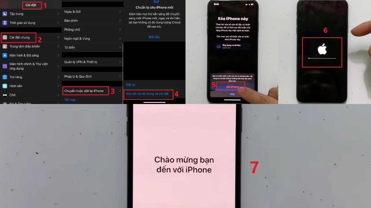 Kiểm tra iCloud trên iPhone cũ bằng cách Khôi Phục Cài Đặt Gốc 