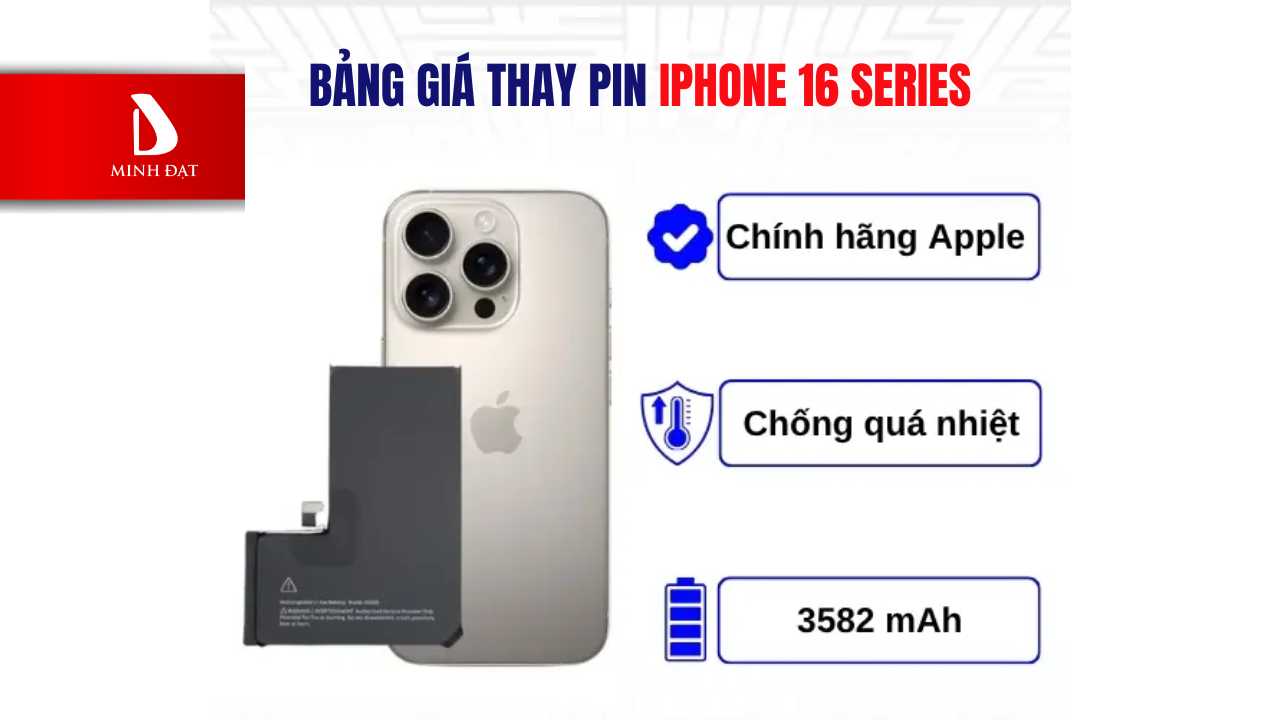 Bảng giá thay pin iPhone 16 Series Hải Phòng giá tốt uy tín nhất