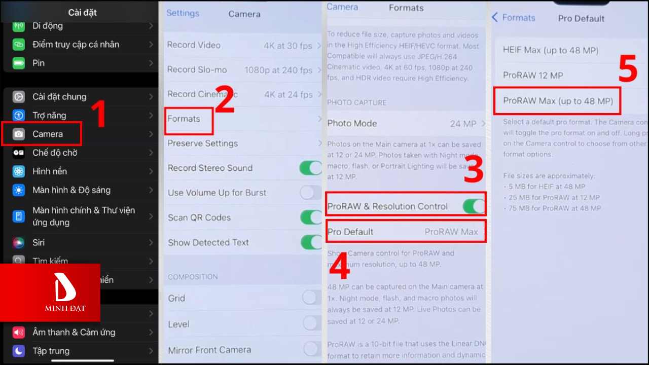 Kích Hoạt Độ Phân Giải 48MP (HEIF Max)