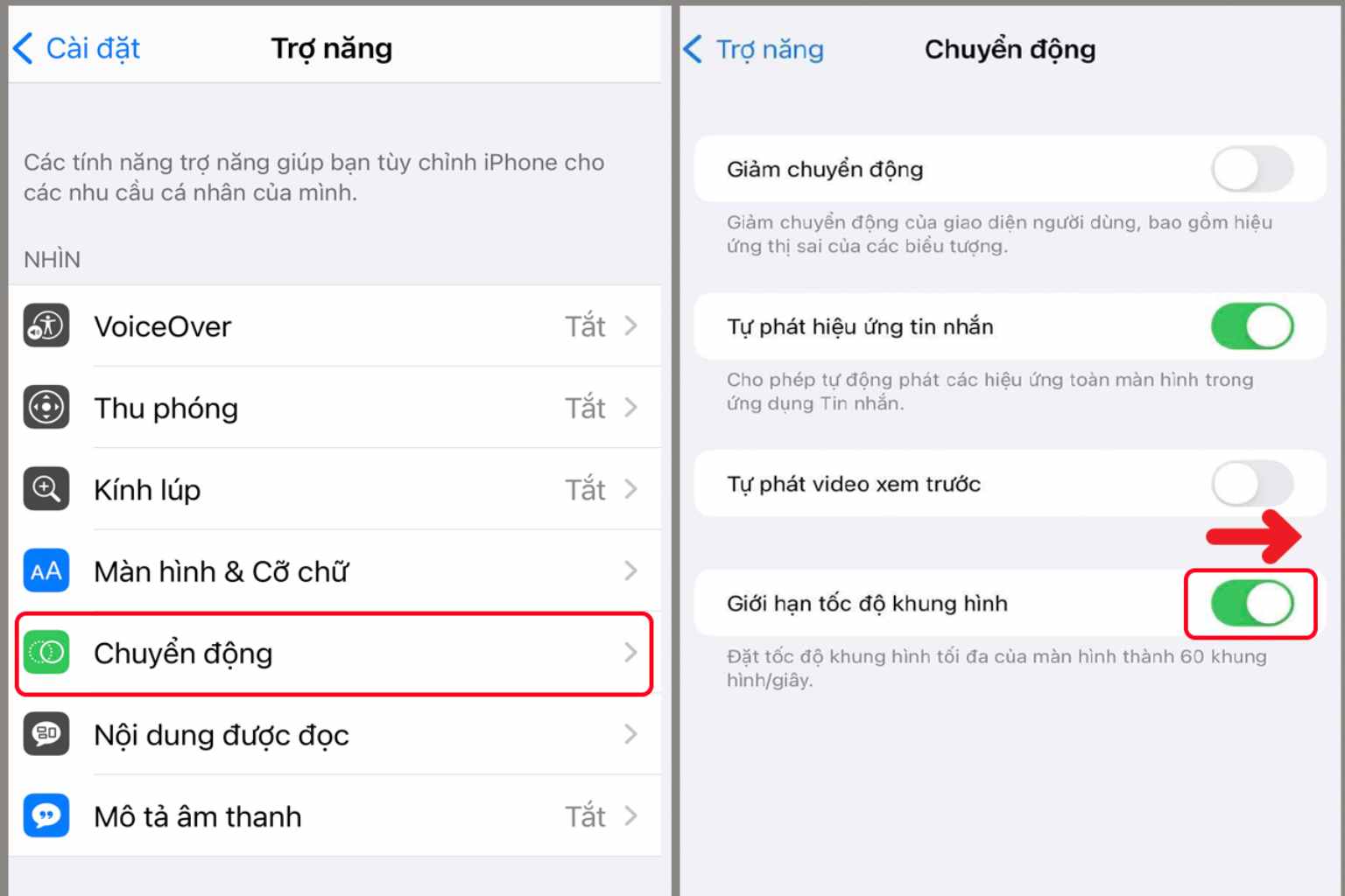 Hướng dẫn cách chuyển tần số màn iPhone từ 120Hz xuống 60Hz