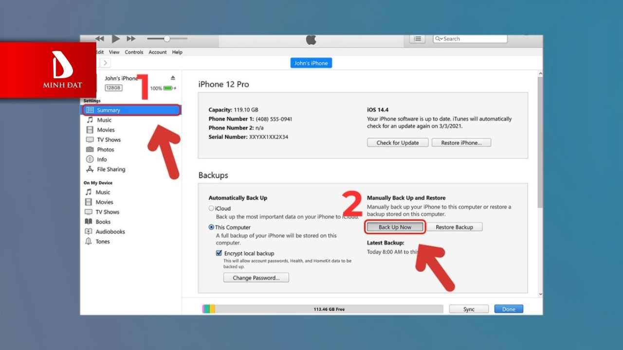 Sao Lưu Và Khôi Phục Bằng Máy Tính (iTunes / Finder)