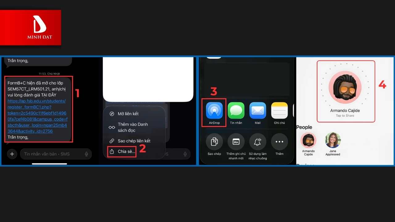Chia Sẻ Từng Tin Nhắn Qua AirDrop