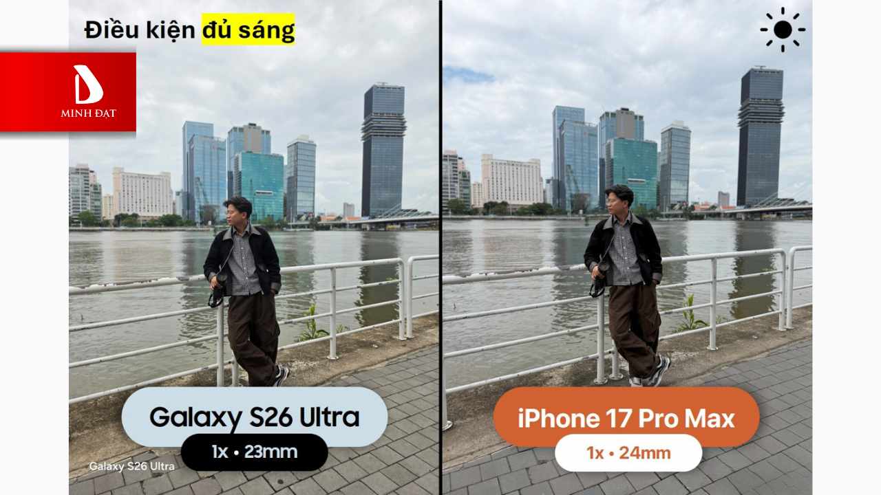 So sánh camera Galaxy S26 Ultra và iPhone 17 Pro Max chụp chân dung trong điều kiện đủ sáng
