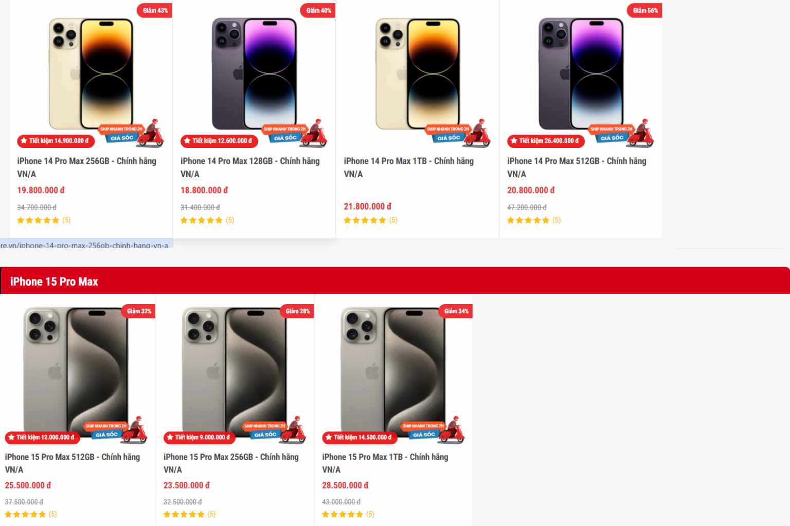 Giá iPhone 14 Pro Max so với iPhone 15 Pro Max