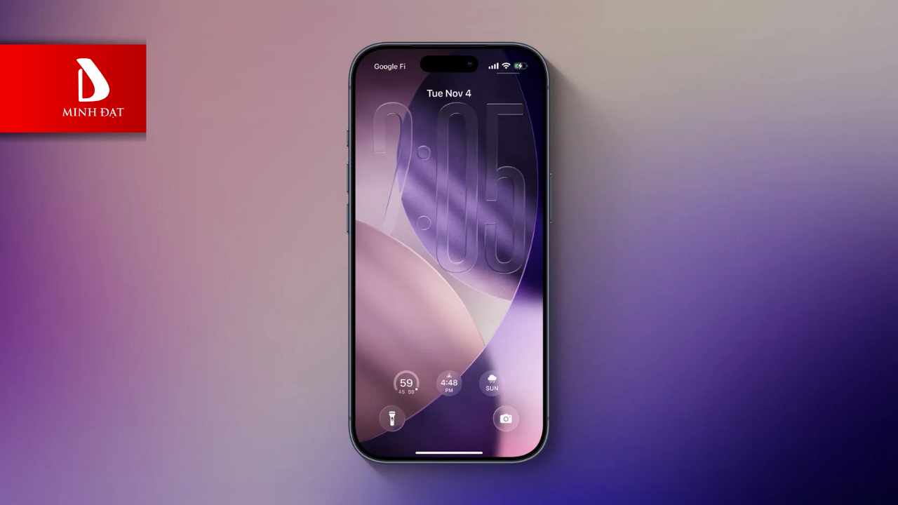 1. Thanh Trượt Liquid Glass Mở Rộng Cho Đồng Hồ Màn Hình Khóa