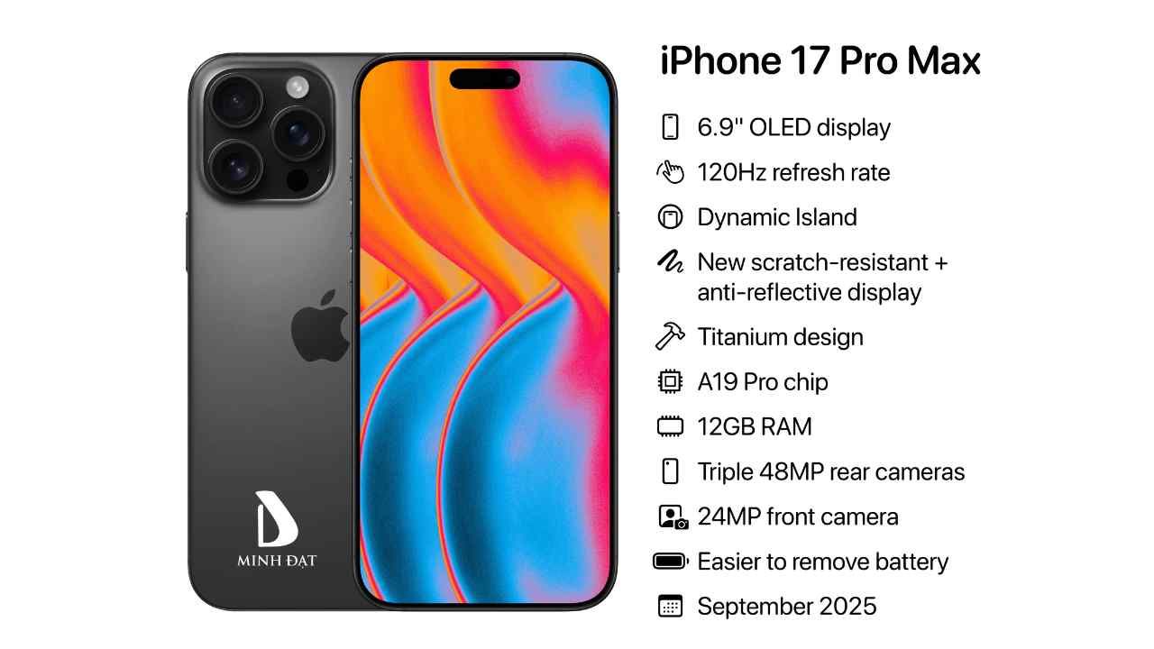Thông số kỹ thuật iPhone 17 Pro Max dự kiến ra mắt 2025 có gì