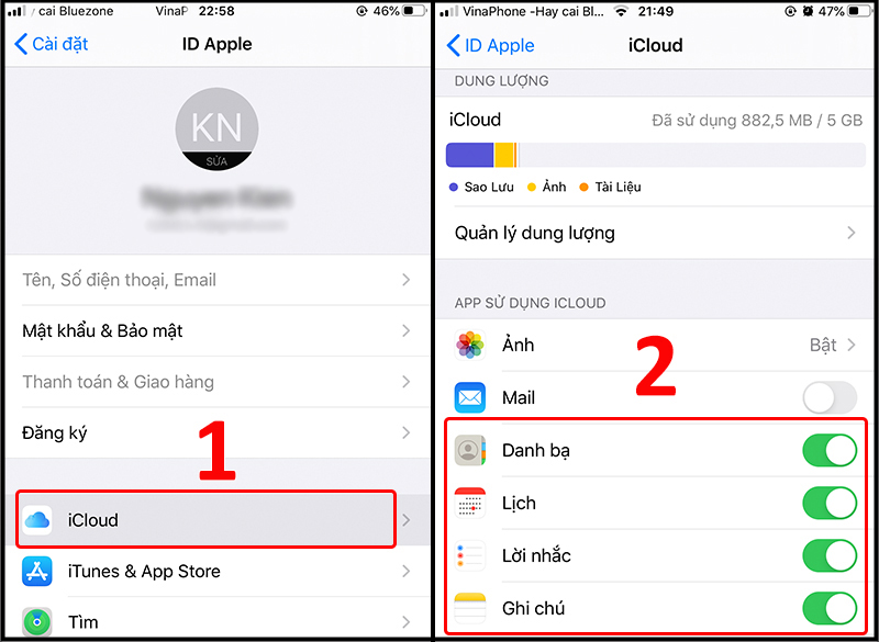 Tắt tích hợp iCloud