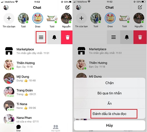 Đánh dấu tin nhắn Messenger