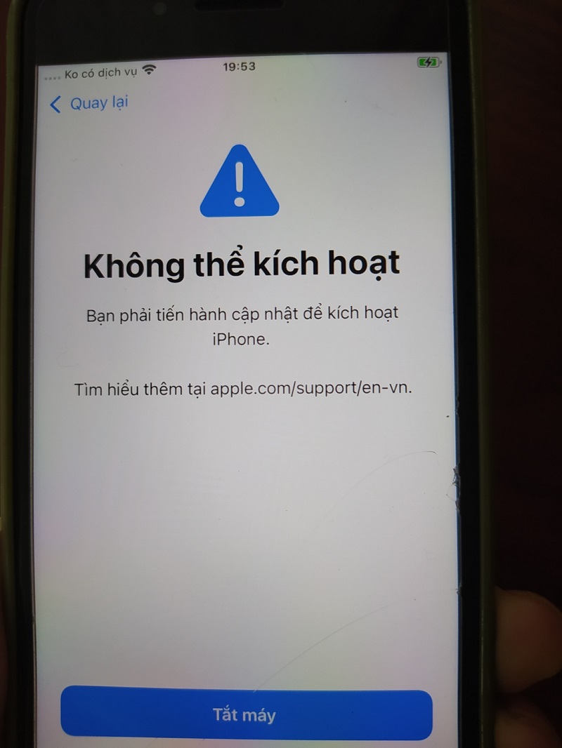 Lỗi iPhone không thể kích hoạt 