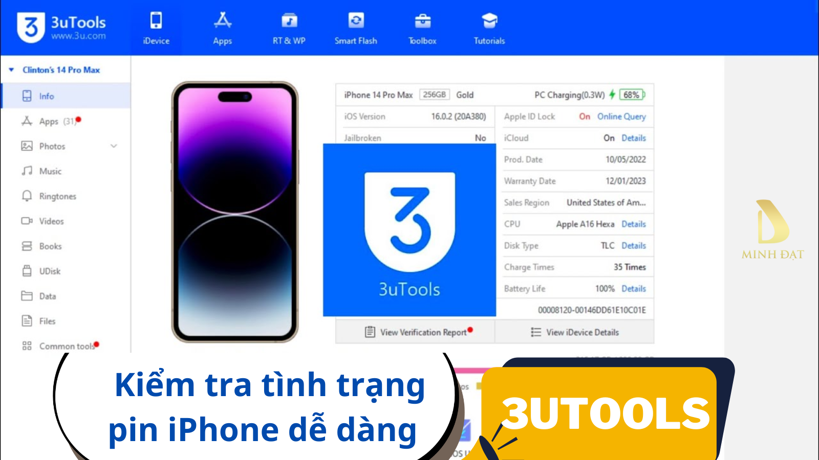 Cách kiểm tra pin iPhone cũ bằng phần mềm 3uTools mới nhất 2024