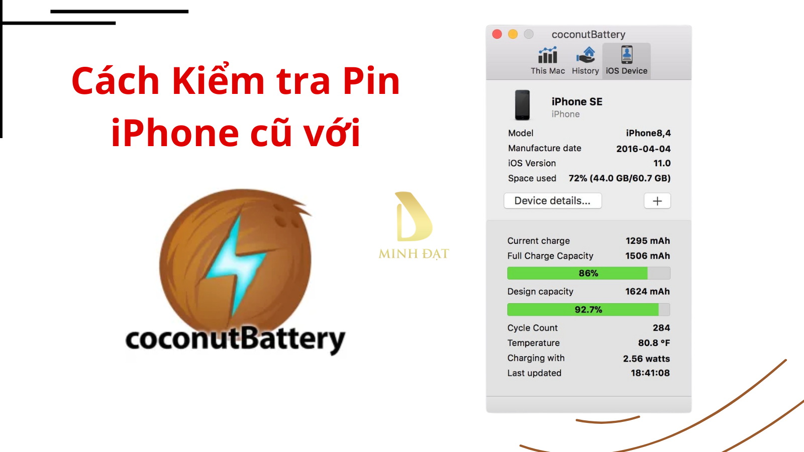 Cách sử dụng CoconutBattery để kiểm tra tình trạng pin iPhone cũ