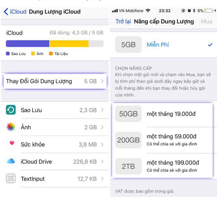 iCloud bị đầy