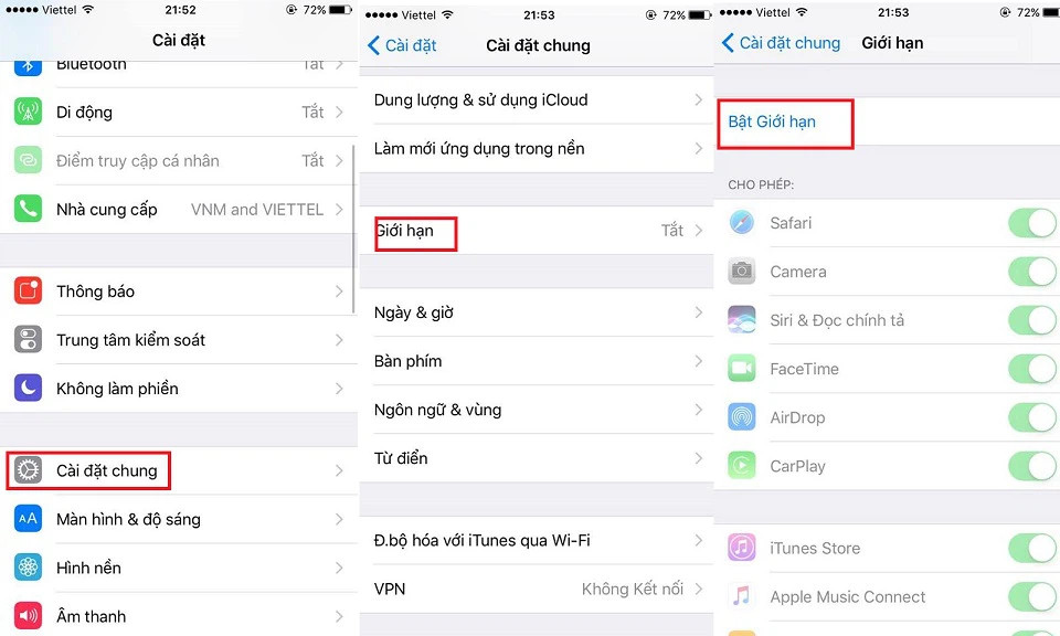 Giới hạn iCloud