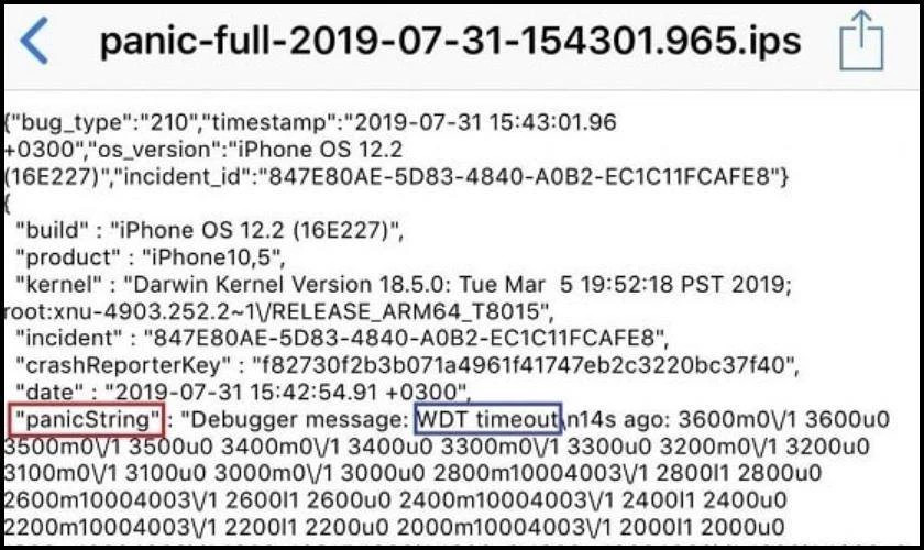 lỗi panic full iphone